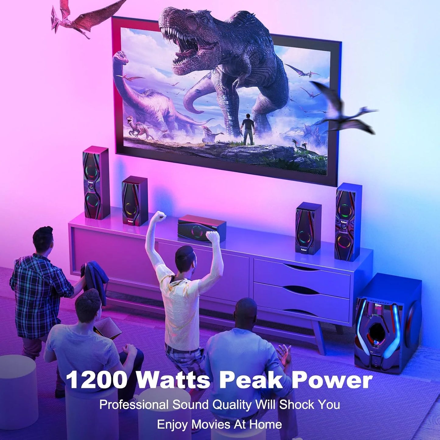 5.1 Bluetooth Home Theater Systems Surround Sound Speakers 1200 Watts 10 Inch Subwoofer 5.1/2.1 Channel Audio Stereo System with ARC Optical & USB Input for TV Ultra HD AV DVD FM Radio