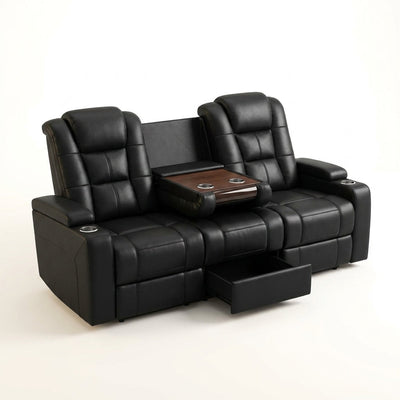 Home Theater Recliner Built for Movie Marathons, Flip-Down Middle Seat, 150° Recline, RV Wall Hugger