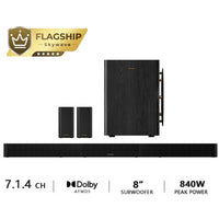 7.1.4Ch Sound Bar with Dolby Atmos, Surround Sound System for TV with 2 Surround Speakers, Sound Bar for Smart TV, Soundbar with Subwoofer for Home Theater, BT 5.4, HDMI Earc, Skywave Series