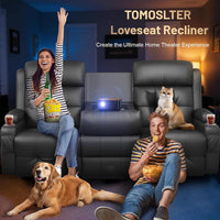 3-Seater Loveseat Recliner Sofa, Home Theater Seating Reclining Couch with Flip Middle Backrest, RV Wall Hugger Sleeper Sofa with Massage, Dawer & Cup Holders, 150° Recline for RV & Living Room