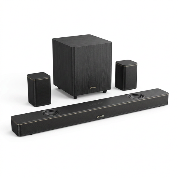 7.1.4Ch Sound Bar with Dolby Atmos, Surround Sound System for TV with 2 Surround Speakers, Sound Bar for Smart TV, Soundbar with Subwoofer for Home Theater, BT 5.4, HDMI Earc, Skywave Series — Studio Shot