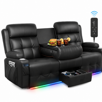 Home Theater Recliner Built for Movie Marathons, Flip-Down Middle Seat, 150° Recline, RV Wall Hugger