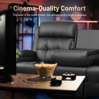 3-Seater Loveseat Recliner Sofa, Home Theater Seating Reclining Couch with Flip Middle Backrest, RV Wall Hugger Sleeper Sofa with Massage, Dawer & Cup Holders, 150° Recline for RV & Living Room