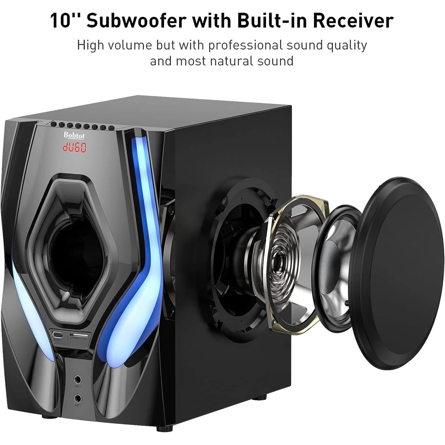 5.1 Bluetooth Home Theater Systems Surround Sound Speakers 1200 Watts 10 Inch Subwoofer 5.1/2.1 Channel Audio Stereo System with ARC Optical & USB Input for TV Ultra HD AV DVD FM Radio