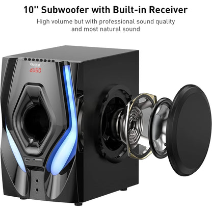 5.1 Bluetooth Home Theater Systems Surround Sound Speakers 1200 Watts 10 Inch Subwoofer 5.1/2.1 Channel Audio Stereo System with ARC Optical & USB Input for TV Ultra HD AV DVD FM Radio